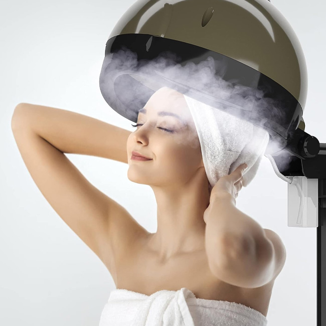hair massage with towel steam